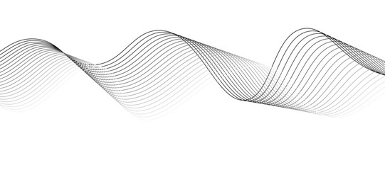 Fototapeta premium Abstract vector design featuring smooth, flowing gray wave lines on a white background. The waves should have a soft gradient and elegant curves, creating a sense of motion and calm. 