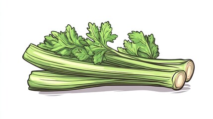Fresh celery stalks with leaves