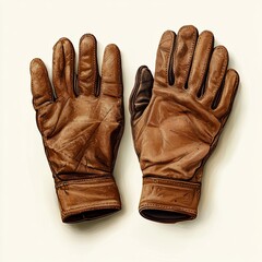 A pair of black leather gloves, a stylish winter accessory, is isolated on white