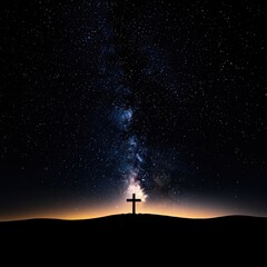 Iconic cross positioned in the heart of a rolling hill surrounded by verdant greenery