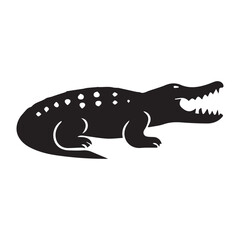 Crocodile silhouette vector illustration. Vector of crocodile design on white background, Black icon crocodile alligator on white background