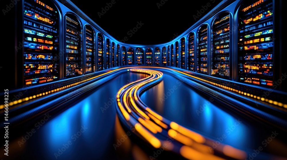 Aufkleber busy server room packed with numerous servers highlighting the complexity of modern data solutions