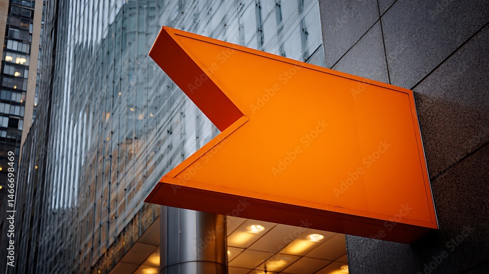 Poster a large orange arrow pointing to the right