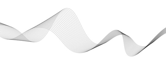 Abstract vector design featuring smooth, flowing gray wave lines on a white background. The waves should have a soft gradient and elegant curves, creating a sense of motion and calm. 