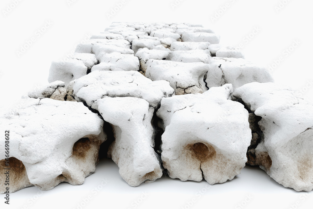 Poster a pile of white rocks illustrated in a grunge texture pattern creating a raw and natural visual aest