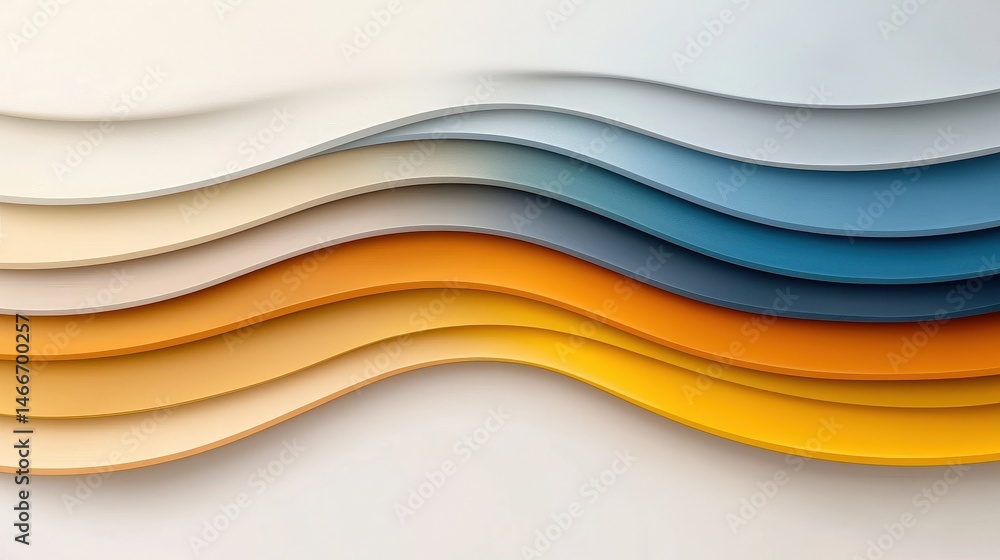 Poster vibrant wave of colored paper sheets flowing gracefully in an artistic display of creativity and col
