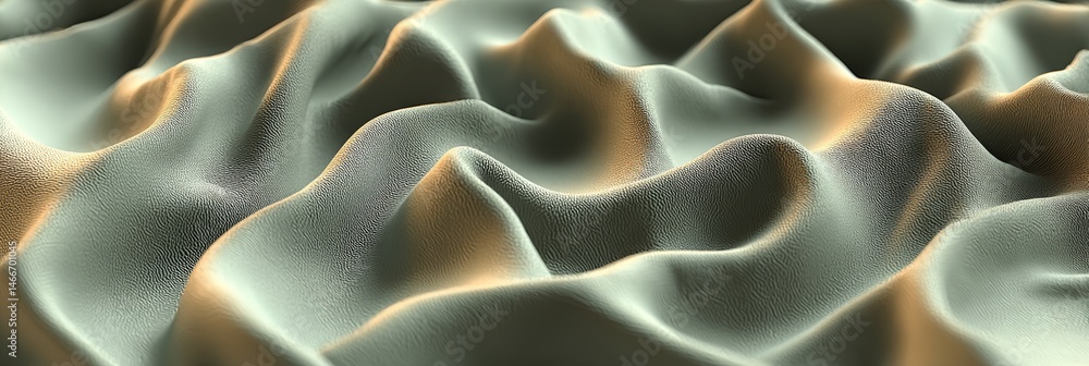 Aufkleber fluid abstract background with delicate, wavy lines and soft color gradients in olive tones
