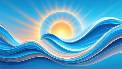 Elegant abstract background for Argentina&rsquo;s Independence Day with sky blue and white waves, golden sun motif, and symbolic textures of unity and freedom