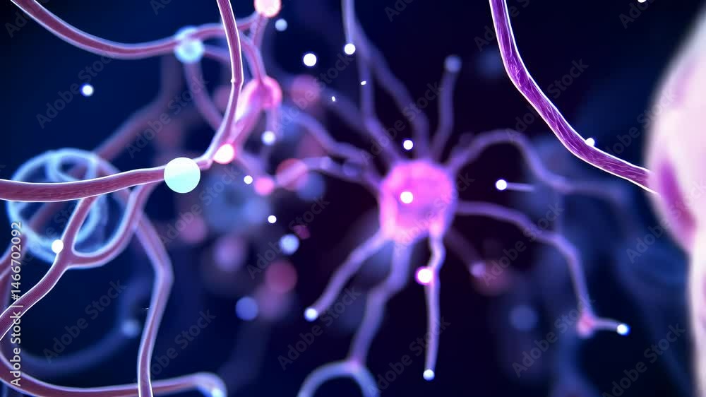 Poster machine animation of a concept: neural network. growing artificial intelligence, chatbot, deep learn