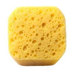 yellow bath sponge top view isolated on transparent background