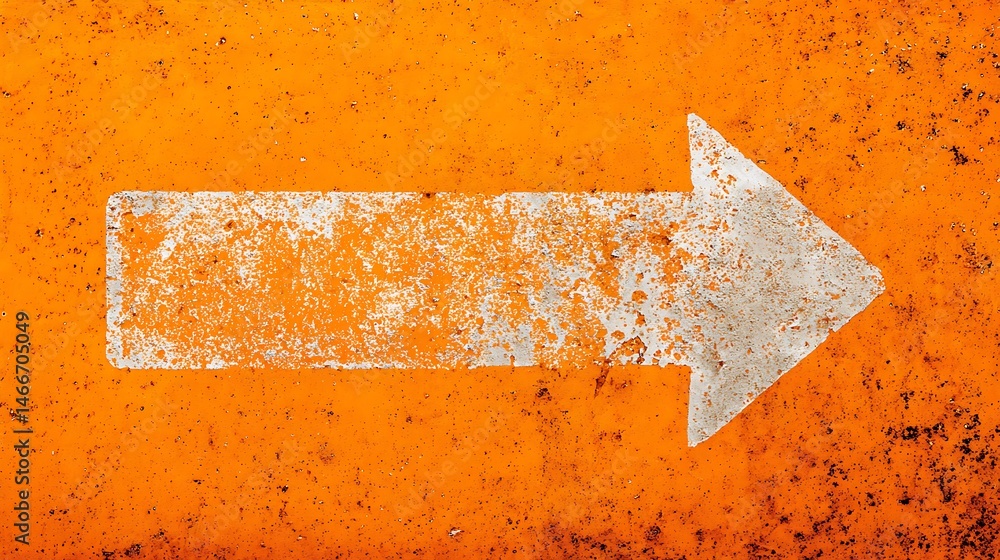 Poster a large orange arrow pointing to the right