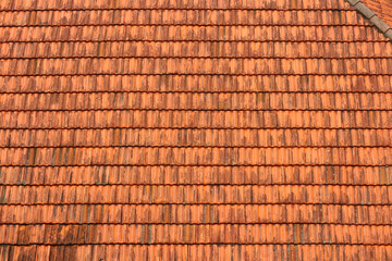 Texture of red tile roof in Malaysia