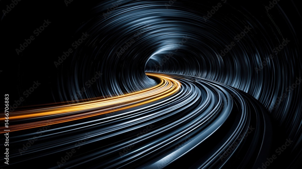 Poster Captivating view of a tunnel with dynamic light trails creating a mesmerizing visual experience