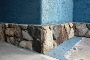 Blue stucco mix with rugged stone edging --ar 3:2 --v 7 Job ID: 003ddaa0-7bf9-43d8-ab50-616d6d50a79f