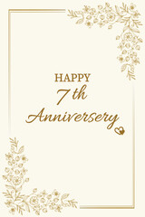 Elegant 7th Anniversary Greeting Card with Floral Border