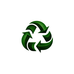 Obraz premium Recyclable Product Label, Flat Green Arrows Symbol in Minimal Style , Transparent Background