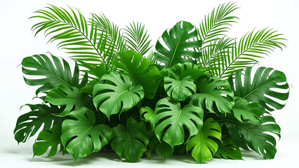 Fototapeta premium Tropical Green Leaf Cut Out Isolated on White Background – Botanical Exotic Foliage Clip Art