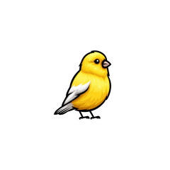 Obraz premium Simple Canary Bird with round Body, Cartoon Flat Vector, Minimal Clean Outline, Transparent Background