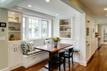 Built-in breakfast nook shelf 