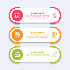 Threestep infographic with different icons.