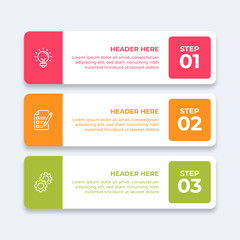 Threestep infographic with different icons.