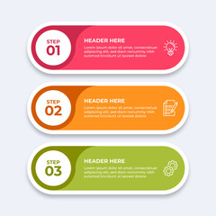 Threestep infographic with different icons.