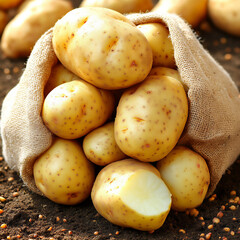 empty sacks harvested potato field remnants