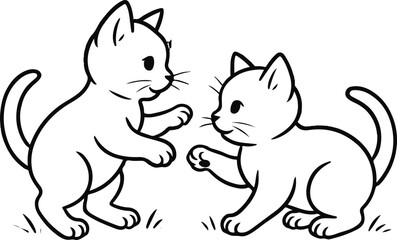 Two Friendly Cats Shaking Hands
