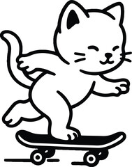 Cat Skating on the Road Illustration
