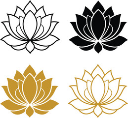 vector set of lotus flower