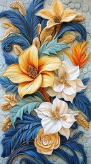 Luxurious Jungle Flowers with Gold Filigree