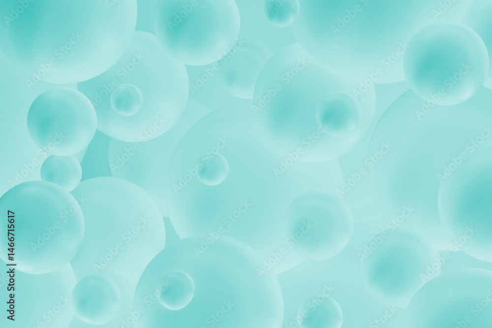 Aufkleber calm atmosphere with aqua blue translucent spheres and gentle curves in minimalist artistic backgrou