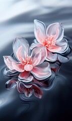 Surreal Floating Glass Flowers Reflection