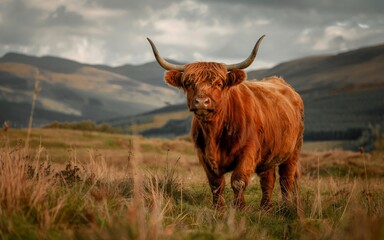 autumn Scottish Highlands, UK, Highland Cow in Scottish Highlands