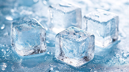 Obraz premium 美しくきらめく四角い氷