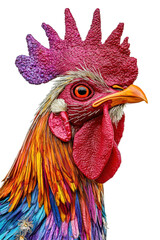 Isolated colorful rooster head