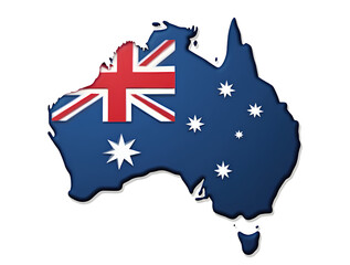 Australian Map with Flag Illustration isolated PNG on Transparent Background,Australian Map Icon with the Flag inside for Down Under Travel Guide