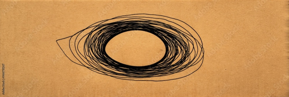 Poster Thin Black Line Drawing of an Egg on a Warm Kraft Background Showcasing Simplicity and Elegance in Design Generative AI