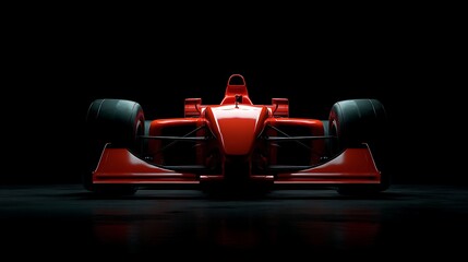 Naklejka premium A red race car is shown in a black background