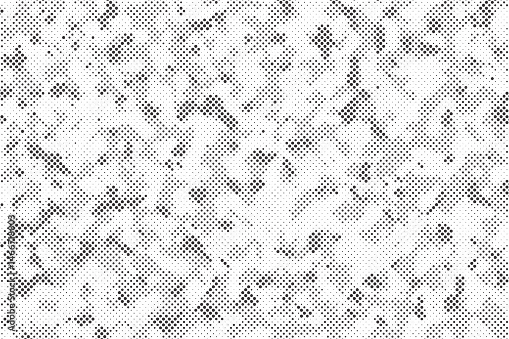 Poster Abstract halftone seamless camouflage pattern. Repeating digital dotted hexagonal camo military texture background. Abstract modern fabric textile ornament. Vector illustration.