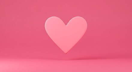 Floating Heart on Pink Background Symbolizing Love and Romance