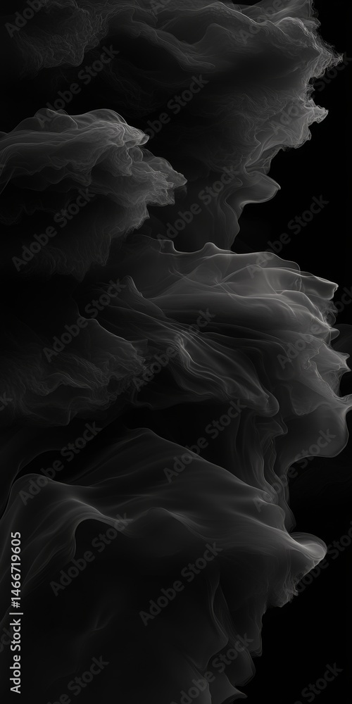 Canvas Prints abstract background of delicate wavy fluid, dynamic flowing waves in shades of gray and black