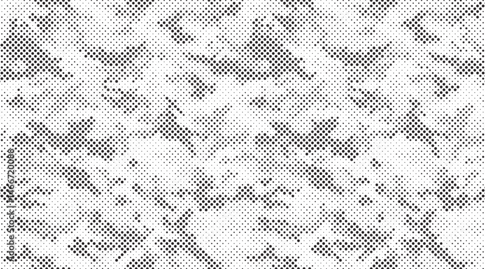 Poster Abstract halftone seamless camouflage pattern. Repeating digital dotted hexagonal camo military texture background. Abstract modern fabric textile ornament. Vector illustration.