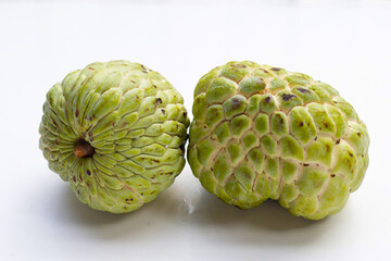 Custard apple fruit on white background.