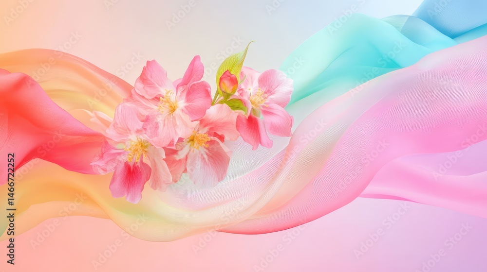 Fototapete abstract composition of pastel curves and flowing lines for color palette and design inspiration