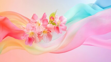 Abstract composition of pastel curves and flowing lines for color palette and design inspiration