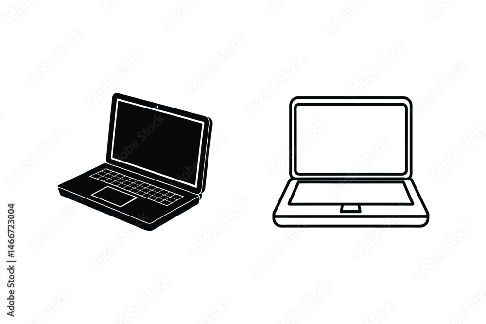 Fototapete Simple laptop icons showing different styles for design and technology related projects