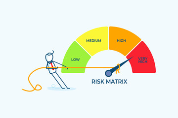 Business Character Engaging with Risk Matrix Visualization to Showcase Strategic Planning and Evaluation for Successful Outcomes