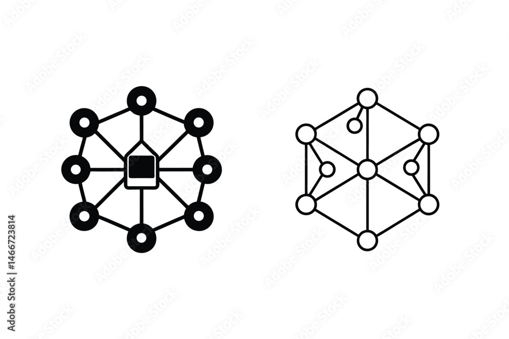 Poster conceptual illustration of interconnected networks showing data connections and abstract concepts.