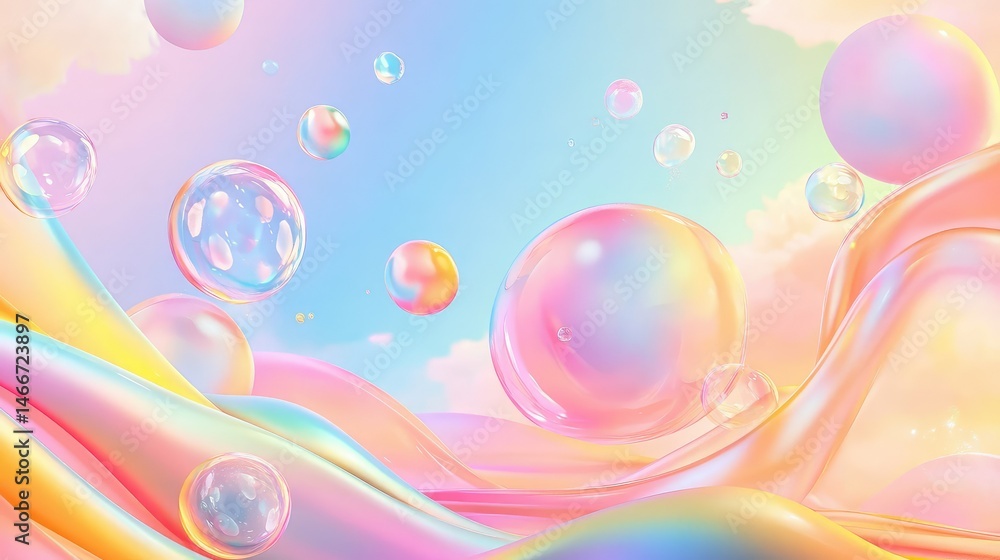 Poster gradient pastel swirls with wave-like forms for a dreamy, modern abstract background